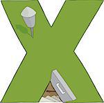 Isolated bomb shelter in the shape of the letter X