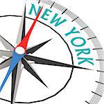 Compass with New York word