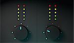 3d closeup of dj mixer equipment, frontal view