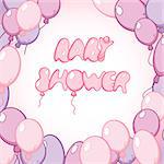 Template with balloons for baby shower card