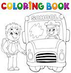 Coloring book school bus theme 4 - eps10 vector illustration.