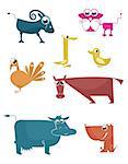 Vector comic farm animal collection for design