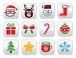 Xmas vector buttons set isolated on white