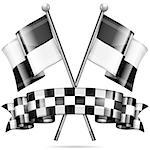 Racing Concept - Checkered Flags and Ribbon, vector isolated on white background