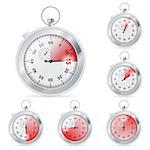 Set of Timers with Various Indications the Time, vector isolated on white background