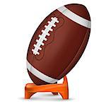American Football Poster with Ball and Stand, vector icon isolated on white background