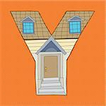 Letter Y in the shape of a modern house