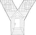 Outlined letter Y in the shape of a house