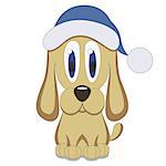 Christmas Dog. Vector christmas illustration of a cartoon dog in christmas hat