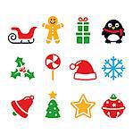 Xmas vector icons set in color isolated on white