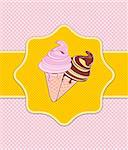 Illustration of cute ice cream card design.
