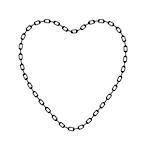 Dark chain in shape of heart on white background