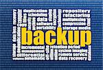 backup and data recovery word cloud with a binary background