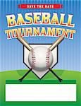 A baseball tournament flyer illustration. Room for copy space. Vector EPS 10 available. EPS file contains transparencies and gradient mesh. File is layered. Fonts have been converted to outlines. Fonts used: Kirsty http://www.fontsquirrel.com/fonts/Kirsty