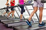 Row of people on treadmills at the gym