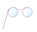 Vintage glasses, pince-nez in silver design on white background