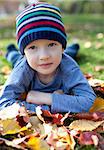 cute kid at fall time