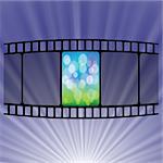 colorful illustration with Old film strip  on a blue  background