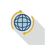 Globe flat icon with long shadow