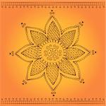 traditional indian style flower ornament on orange background