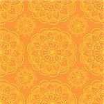 bright orange seamless pattern with traditional indian elements