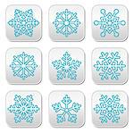 Winter Christmas buttons set- snowflakes isolated on white