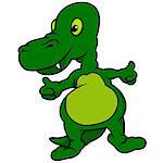 Green Dinosaur - Colored Cartoon Illustration, Vector
