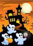 Haunted mansion with ghosts 1 - eps10 vector illustration.