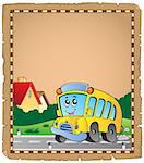 Parchment with school bus 2 - eps10 vector illustration.