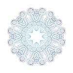 Kaleidoscopic round blue pattern, element for design isolated on white background