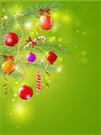 Green Christmas  vector background with decorations