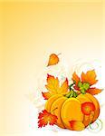 Illustration of Autumn Pumpkin and leaves background
