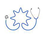 Stethoscope in shape of star in blue design on white background