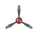 Airplane propeller in vintage design on white background