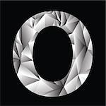 illustration with crystal letter O  on a black background