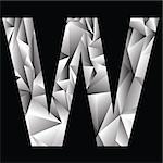 illustration with crystal letter W  on a black background