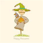 Illustration of a scarecrow with pumpkin