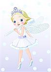 Illustration of smiling cute tooth fairy holds toothbrush