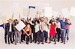 Protesters with picket signs