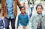 Students and teachers walking outdoors