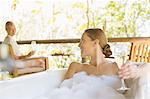 Women relaxing together in spa