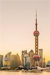 Pudong skyline of the Financial District including the Oriental Pearl Tower, across Huangpu River, Shanghai, China, Asia