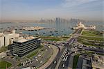 Museum of Islamic Art and West Bay Central Financial District from East Bay District, Doha, Qatar, Middle East