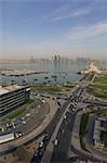 Museum of Islamic Art and West Bay Central Financial District from East Bay District, Doha, Qatar, Middle East