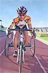 Cyclist at start line in para-athletic competition