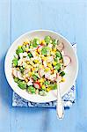 Bean salad with radishes, sweetcorn and cucumber