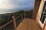 View of the ocean from vacation home on Block Island after rain, Rhode Island, USA