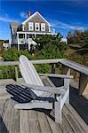 Adirondack chair on deck of vacation home on Block Island, Rhode Island, USA