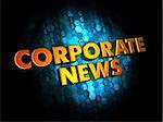 Corporate News - Golden Color Text on Dark Blue Digital Background.