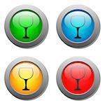 Goblet icon glass button set in vector